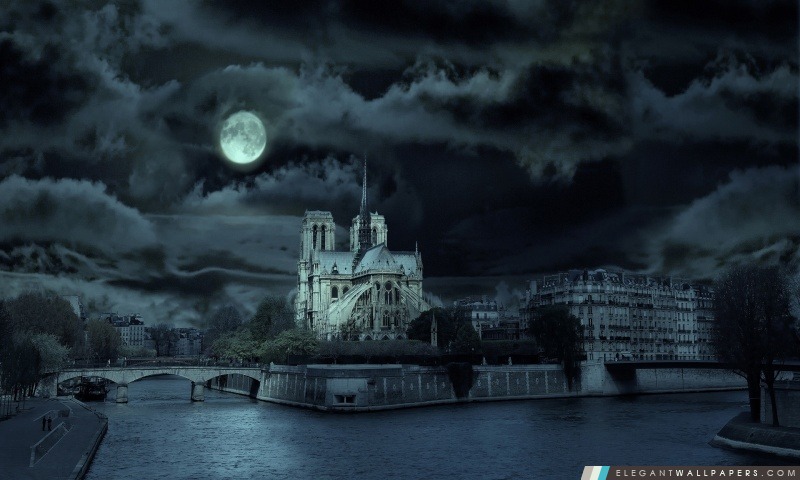 Notre Dame de Paris la nuit, Arrière-plans HD à télécharger