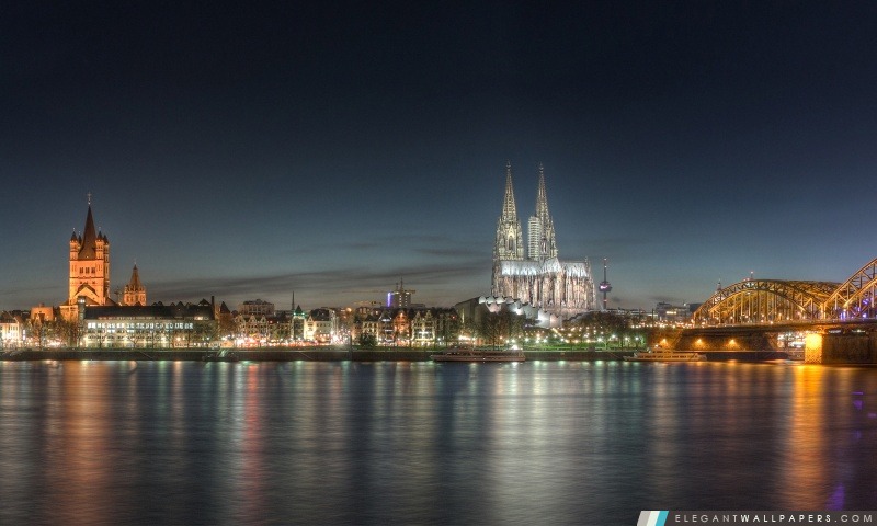 Cologne la nuit, Arrière-plans HD à télécharger