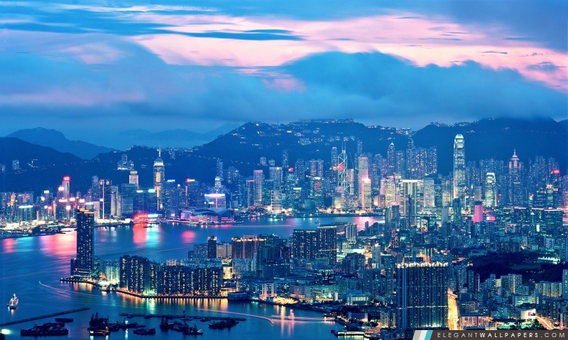 Hong Kong Night Lights, Arrière-plans HD à télécharger