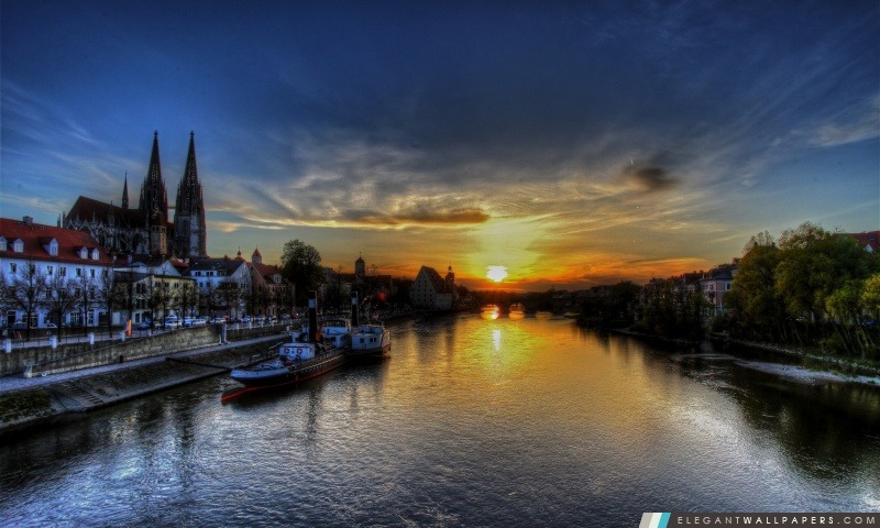 Regensburg Sunset, Arrière-plans HD à télécharger