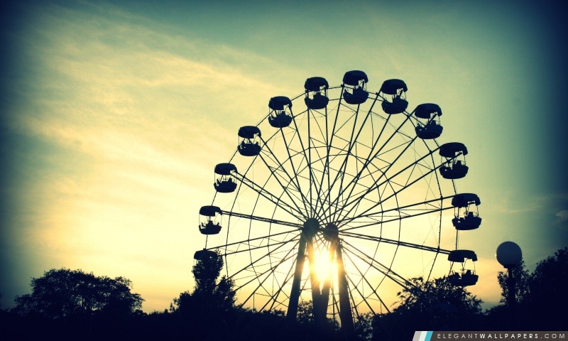 Lumière du soleil par Ferris Wheel, Arrière-plans HD à télécharger