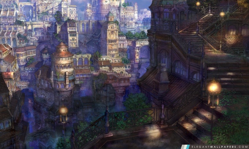 Fantasy Town, Arrière-plans HD à télécharger