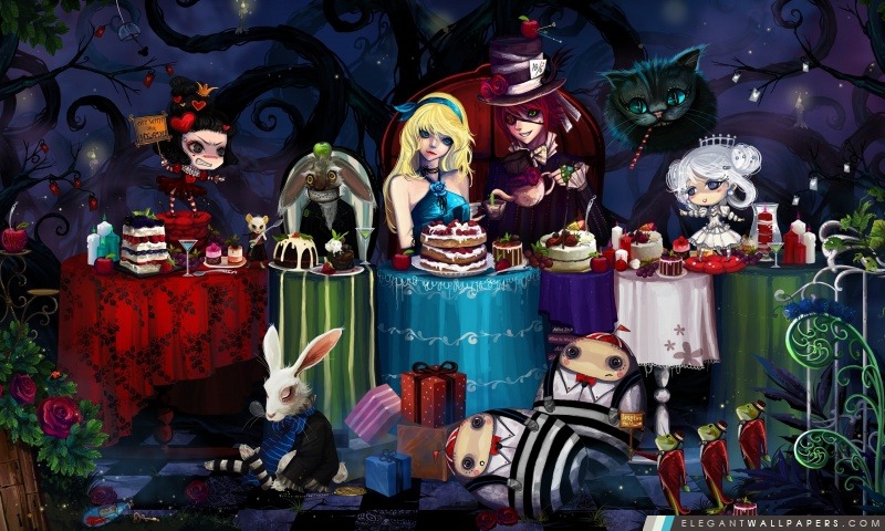 Alice In Wonderland Tea Party, Arrière-plans HD à télécharger