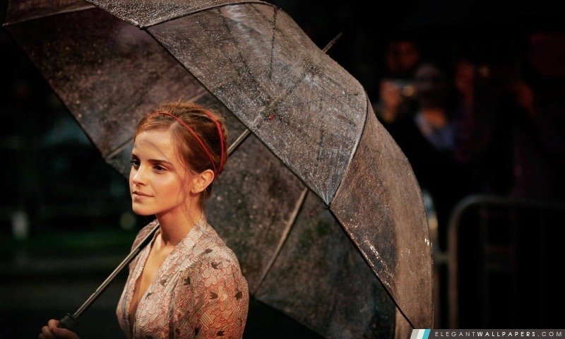 Emma Watson avec le parapluie, Arrière-plans HD à télécharger