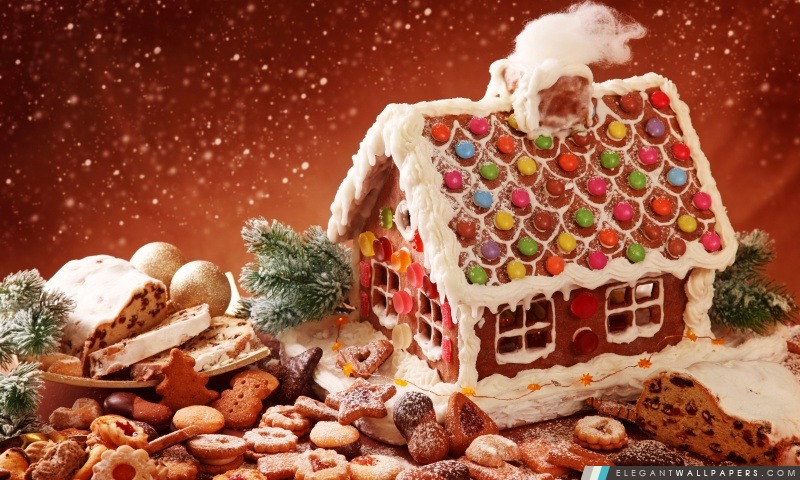 Gingerbread House et biscuits, Arrière-plans HD à télécharger