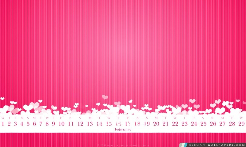 Février 2012 Calendrier (rose), Arrière-plans HD à télécharger