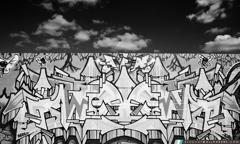 Graffiti en noir et blanc, Arrière-plans HD à télécharger