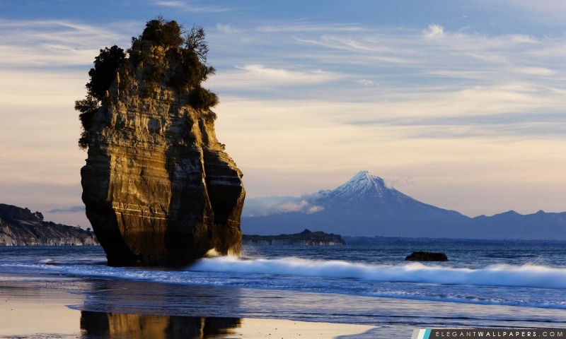 Nouvelle-Zélande Beach, mont Taranaki Voir, Arrière-plans HD à télécharger