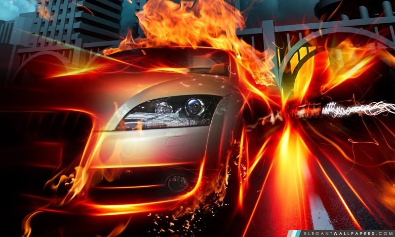 Speed ​​Racing Car Flames, Arrière-plans HD à télécharger