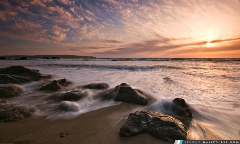 Sea Sunset, Pose longue, Arrière-plans HD à télécharger