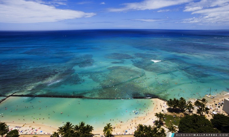 Vue aérienne de plage d'Hawaï, Arrière-plans HD à télécharger