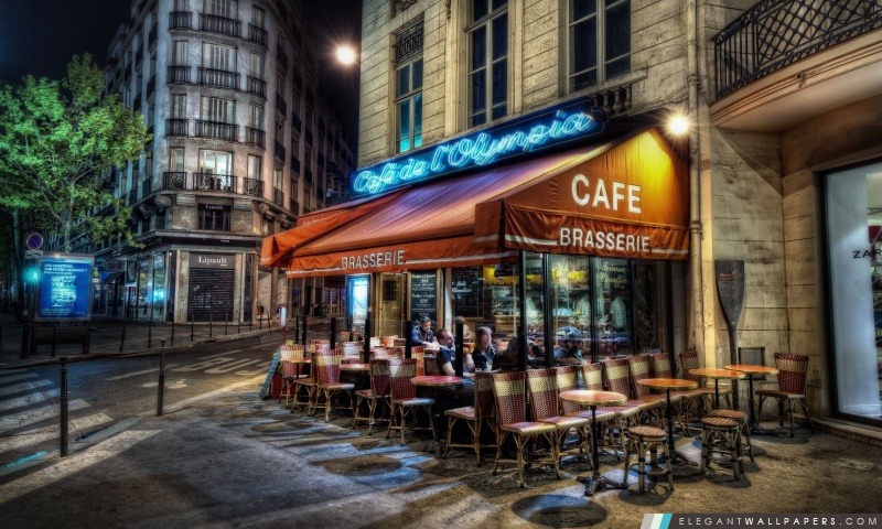 Café, Paris, France, Arrière-plans HD à télécharger