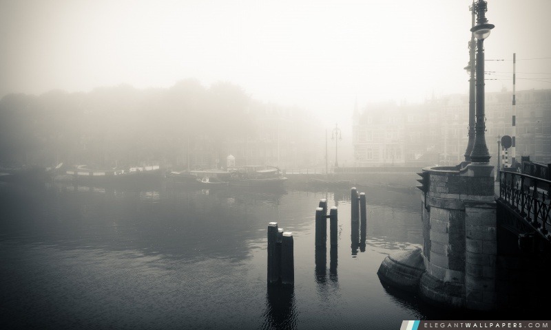 Matin brumeux à Amsterdam, Arrière-plans HD à télécharger