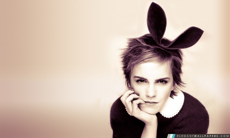 Oreilles Emma Watson avec le lapin, Arrière-plans HD à télécharger