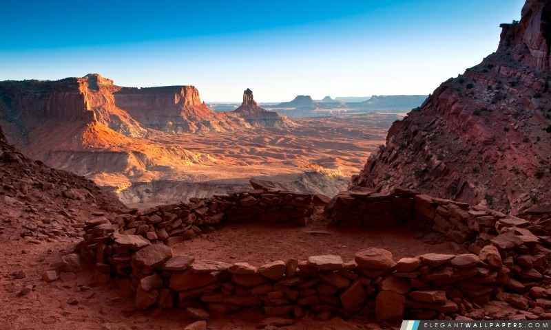 Kiva faux Cercle de pierres dans le parc national de Canyonlands en Utah, États-Unis, Arrière-plans HD à télécharger