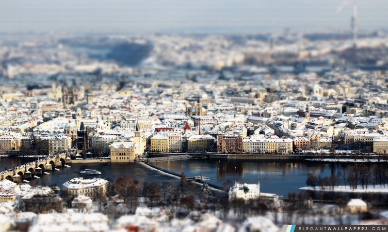 Prague Panorama d'hiver, Arrière-plans HD à télécharger