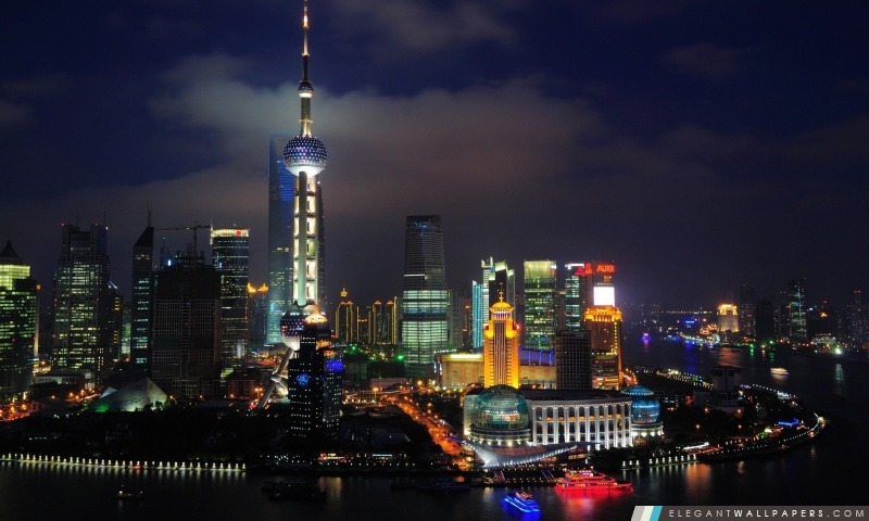 Shanghai en Chine Skyline, Arrière-plans HD à télécharger