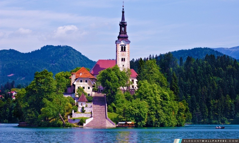 Le lac de Bled, en Slovénie, Arrière-plans HD à télécharger