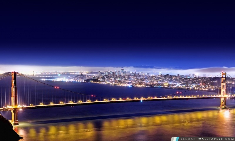 Golden Gate At Night, HDR, Arrière-plans HD à télécharger
