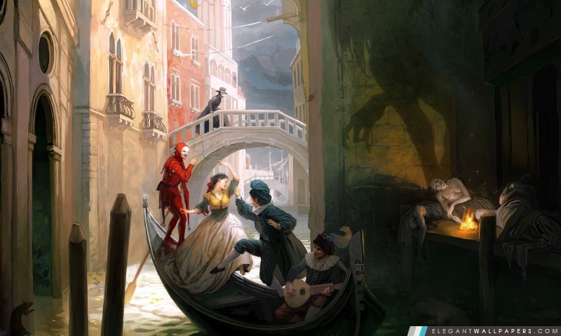 Venician peinture Gondola, Arrière-plans HD à télécharger