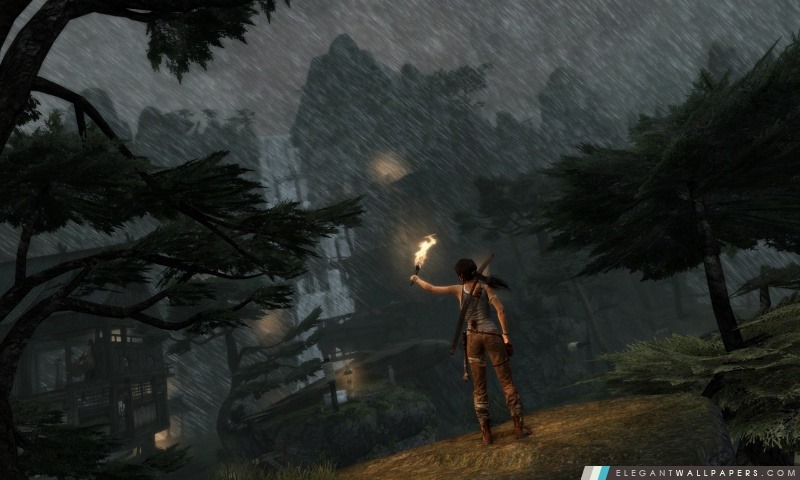 Lara Croft sous la pluie (Tomb Raider 2013), Arrière-plans HD à télécharger