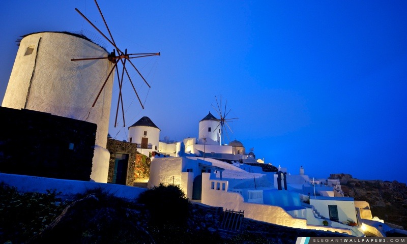 Grèce Moulins à vent, Arrière-plans HD à télécharger
