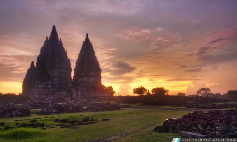 Prambanan Sunset, Arrière-plans HD à télécharger
