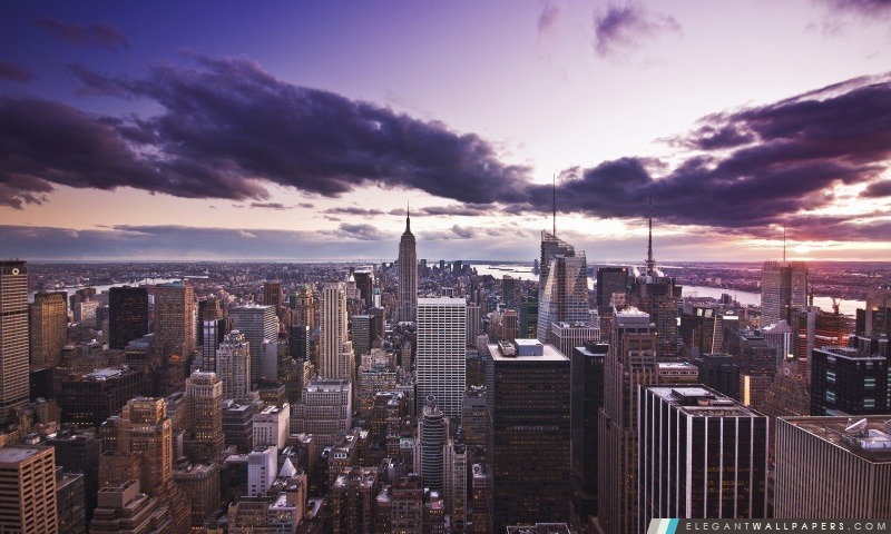 Vue aérienne de New York City au crépuscule, Arrière-plans HD à télécharger