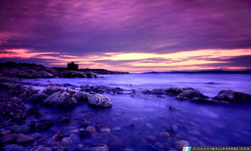 Nuages ​​violet et le bleu de l'eau, Arrière-plans HD à télécharger