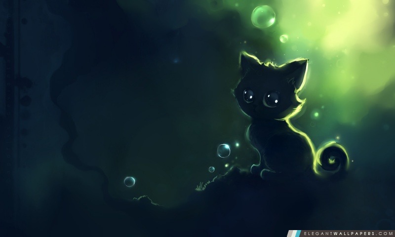 Solitaire peinture noir Kitty, Arrière-plans HD à télécharger