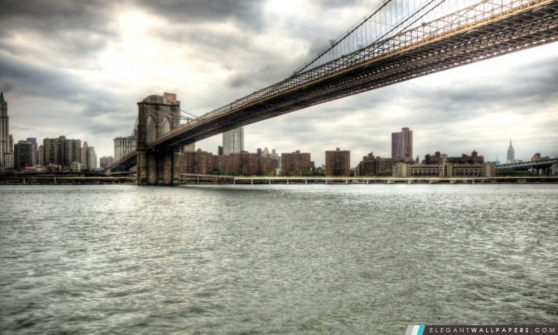 Brooklyn Bridge HDR, New York, Arrière-plans HD à télécharger