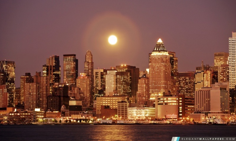 Lune au-dessus de New York, Arrière-plans HD à télécharger