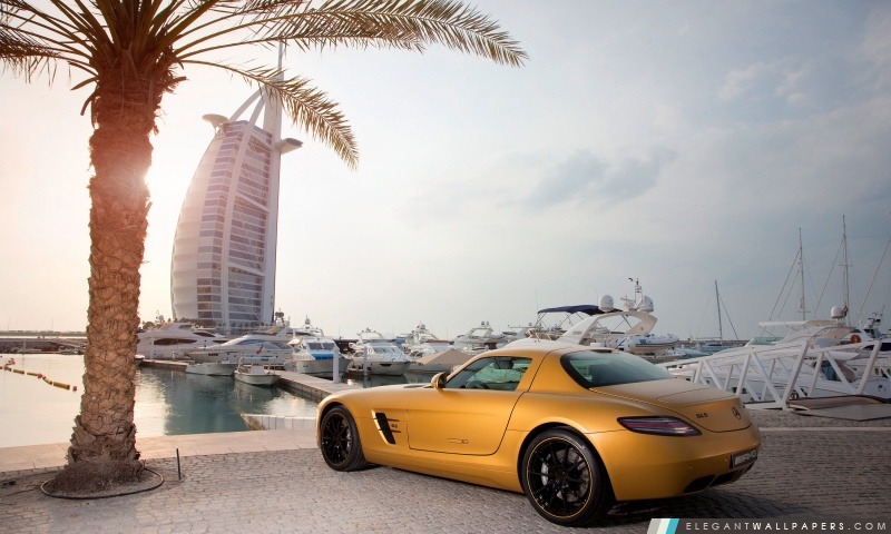 Mercedes Benz SLS AMG à Dubaï, Arrière-plans HD à télécharger