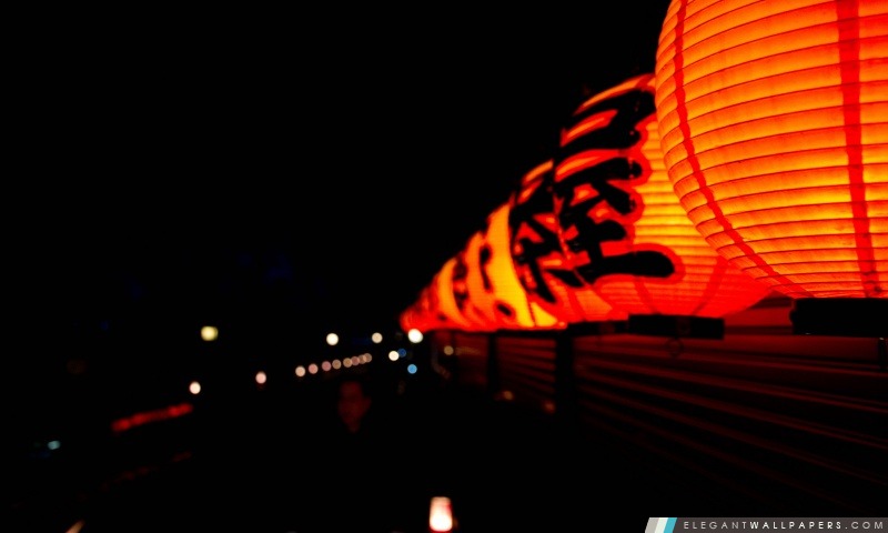 Lanternes japonaises la nuit, Arrière-plans HD à télécharger