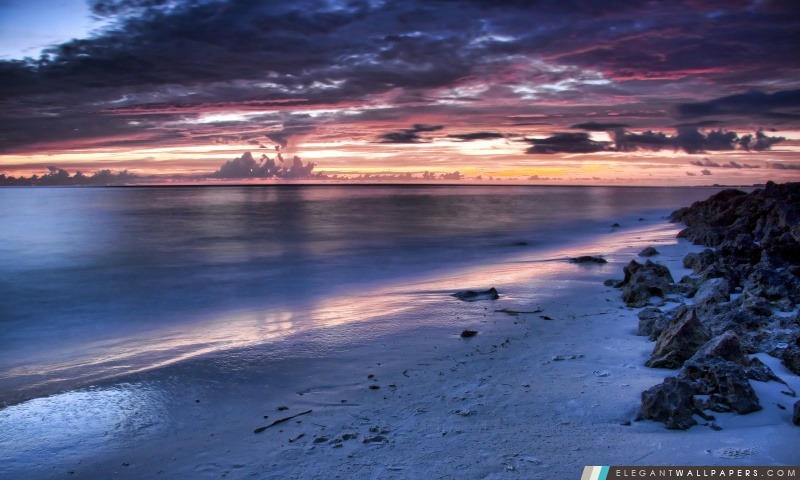 Belle plage de coucher du soleil, Arrière-plans HD à télécharger