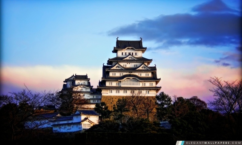 Château de Himeji au lever de soleil, Arrière-plans HD à télécharger