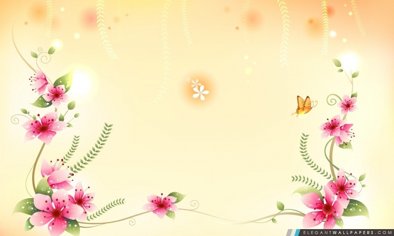 Papillon Et Fleurs Illustration, Arrière-plans HD à télécharger