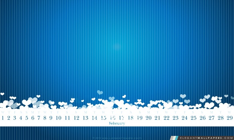 Février 2012 Calendrier (Bleu), Arrière-plans HD à télécharger