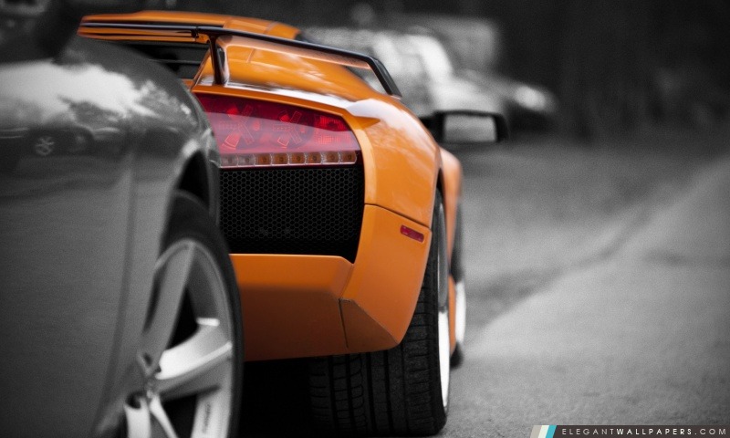 Orange Lamborghini arrière, Arrière-plans HD à télécharger