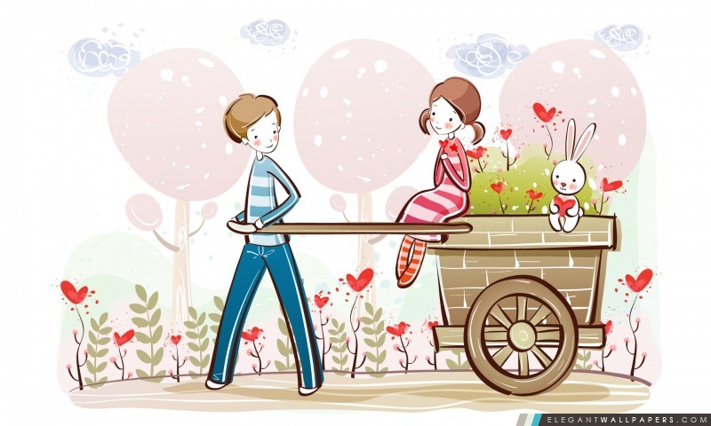 Couple mignon Valentin, Illustration de Saint-Valentin, Arrière-plans HD à télécharger