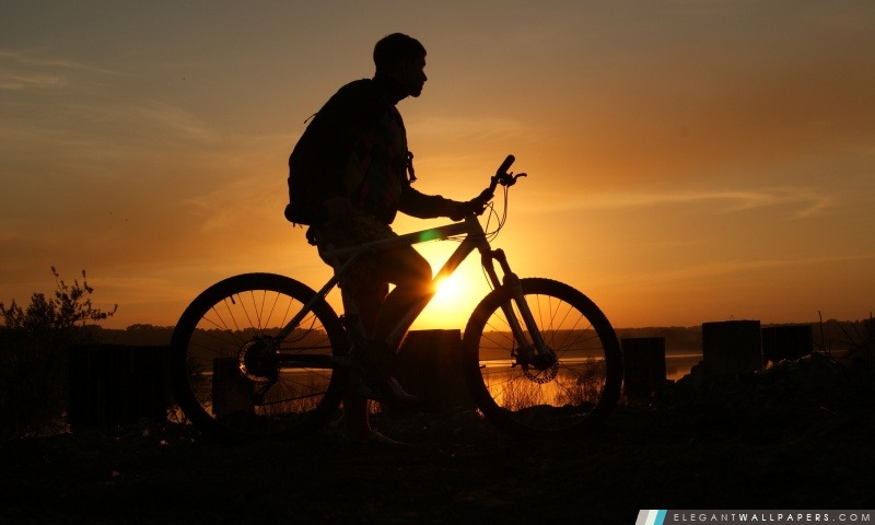 Cycliste au coucher du soleil, Arrière-plans HD à télécharger