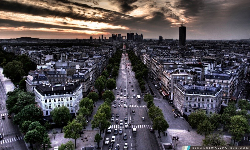 Paris vue aérienne de Arc de Triomphe dans la direction du Louvre, Arrière-plans HD à télécharger