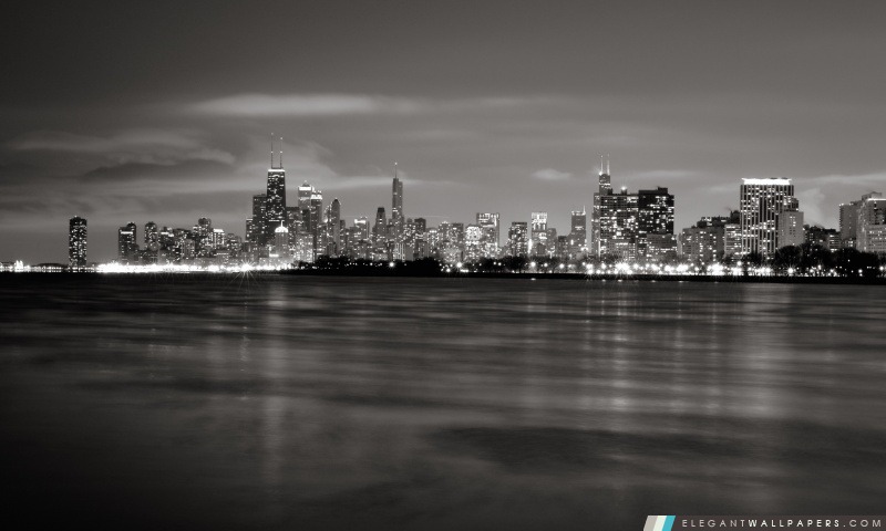 Horizon de Chicago BW, Arrière-plans HD à télécharger