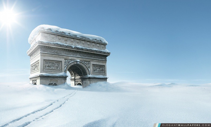 Arc de Triomphe, hiver, Arrière-plans HD à télécharger