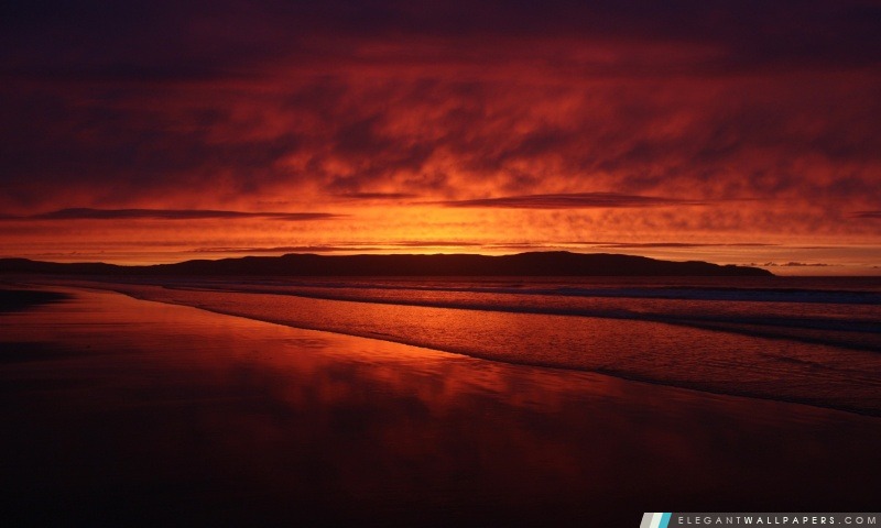 Red Sunset Beach, Arrière-plans HD à télécharger