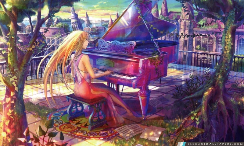 Fuji Choko jouant le piano, Arrière-plans HD à télécharger