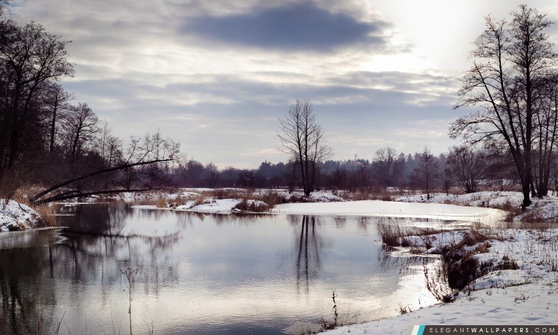 Rivière paysage d'hiver, Arrière-plans HD à télécharger