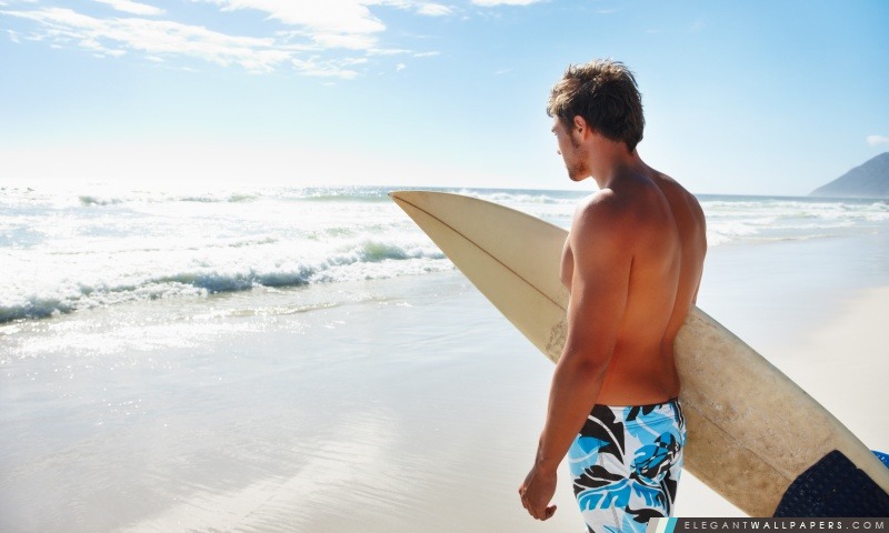 L'homme avec planche de surf, Arrière-plans HD à télécharger