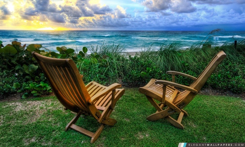 Chaises de plage, Arrière-plans HD à télécharger