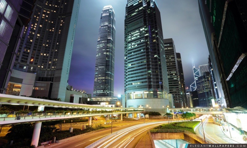 Hong Kong Downtown Night Lights, Arrière-plans HD à télécharger